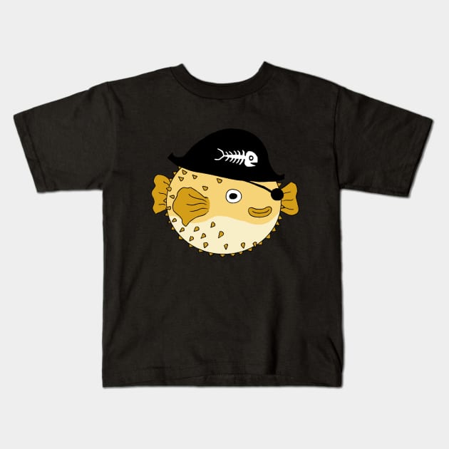 Pirate Pufferfish Kids T-Shirt by Potato-Yi